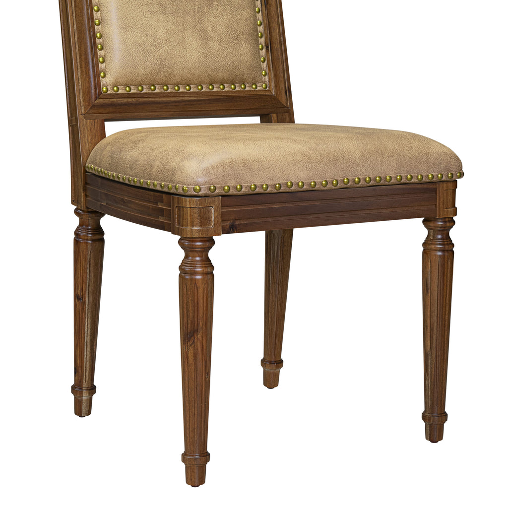 Luxe by East West Furniture NKTY5-AWA-28 5-piece Modern Dining Table Set consists of a Kitchen Table and 4 Beige PU Leather Dining room Chairs with High Back-Antique Walnut Finish