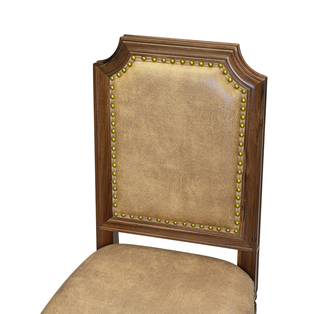 Luxe by East West Furniture NKTY9-AWA-28 9-piece Kitchen Table Set consists of a Dining Table and 8 Beige PU Leather Dinner Chairs with High Back-Antique Walnut Finish