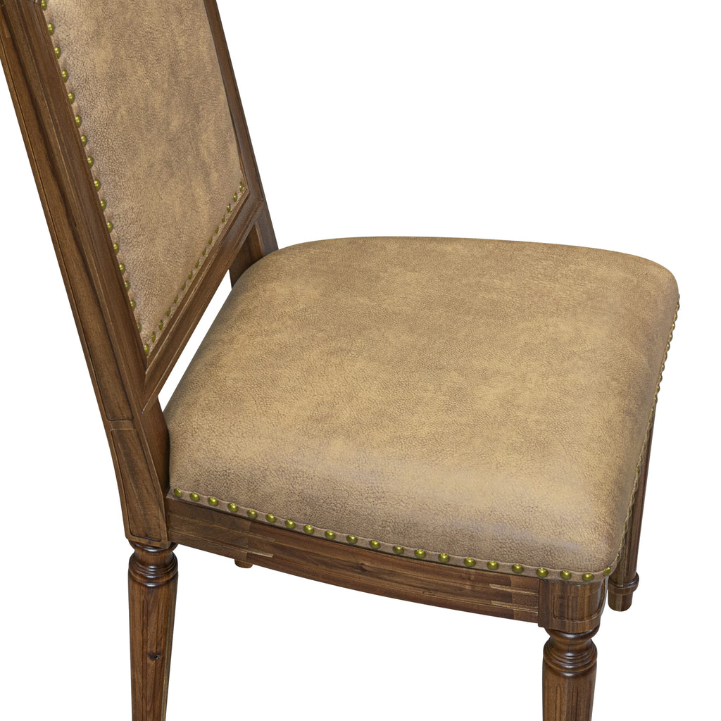 Luxe by East West Furniture - TYC-AWA-28 - Parson Chairs with Beige PU Leather Padded Chairs, set of 2, Antique Walnut Finish
