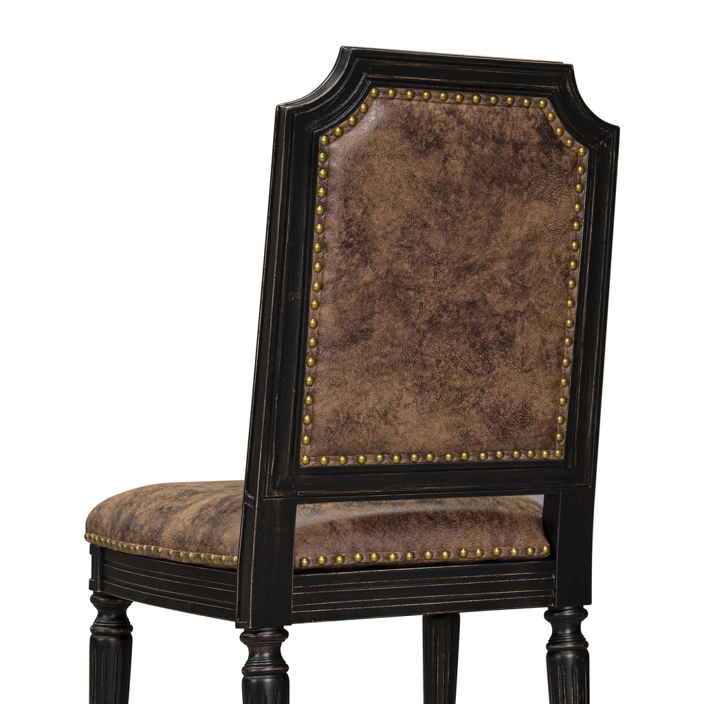 Luxe by East West Furniture LKTY5-SBB-33 5-piece Dining Room Set consists of a Kitchen Table and 4 Brown Textured PU Leather Dinner Chairs with High Back-Sand Blasting Black Finish