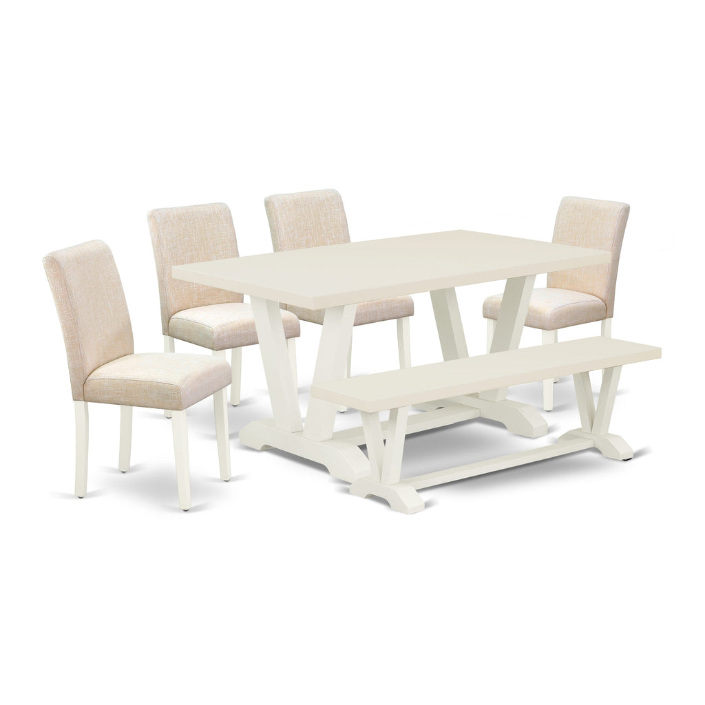 East West Furniture V026AB202-6 6-Pc Kitchen Dining Room Set - 4 Dining Chairs