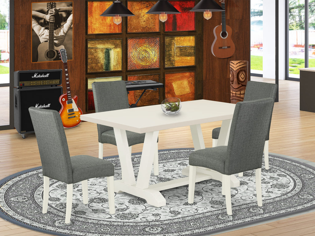 East West Furniture V026DR207-5 - 5-Piece Dining Room Table Set - 4 Parson Dining Chairs and a Rectangular Table Hardwood Structure