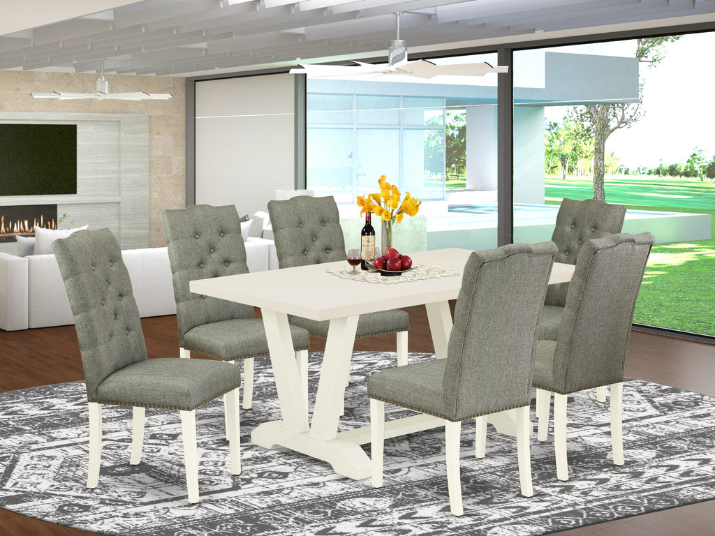 East West Furniture V026EL207-7 - 7-Piece Kitchen Set - 6 Parson Chair and a Dining Room Table Solid Wood Frame