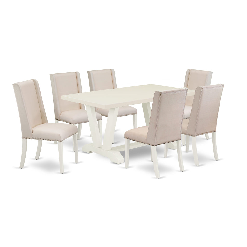 East West Furniture V026FL201-7 - 7-Piece Kitchen Table Set - 6 Parson Chairs and Dinner Table Hardwood Structure