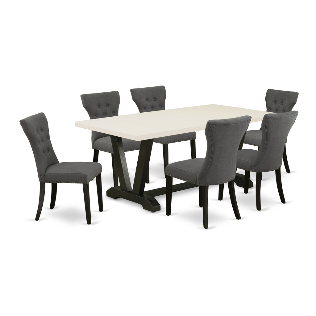 East West Furniture V626Ga650-7 - 7-Piece Dining Room Set - 6 Parson Dining Chairs and Dining Room Table Solid Wood Structure
