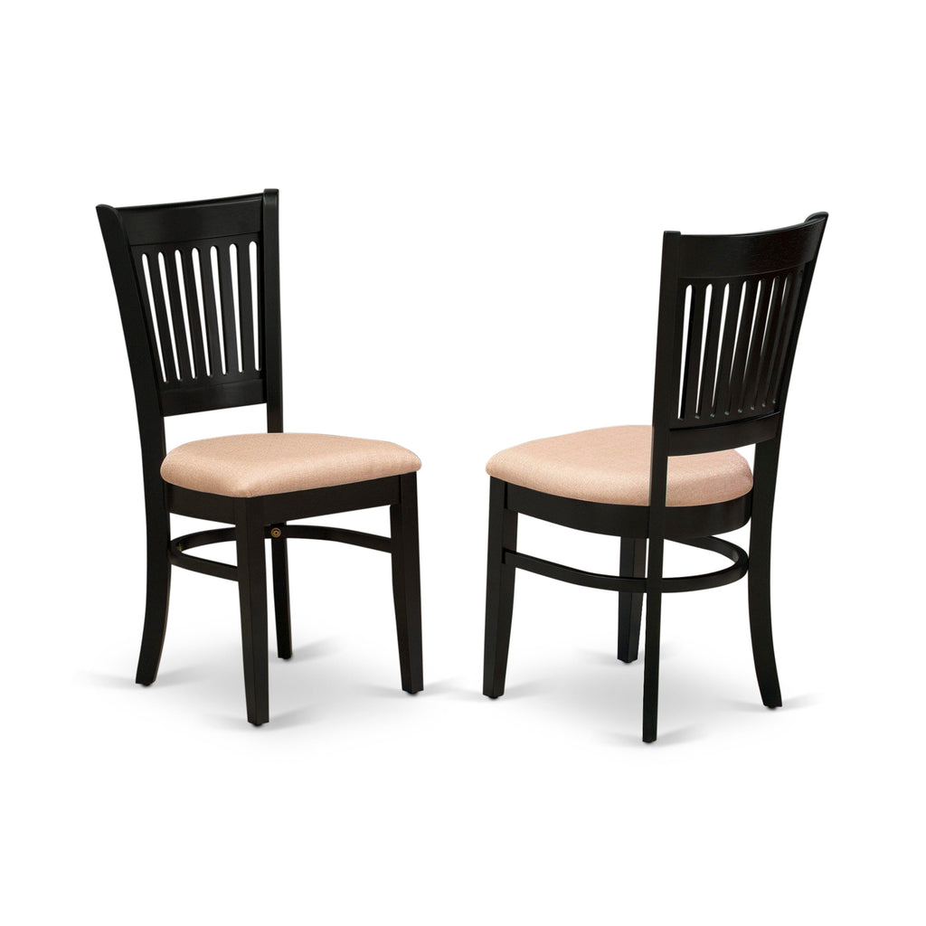 East West Furniture VAC-BLK-C Vancouver Dining Chairs - Linen Fabric Upholstered Wood Chairs