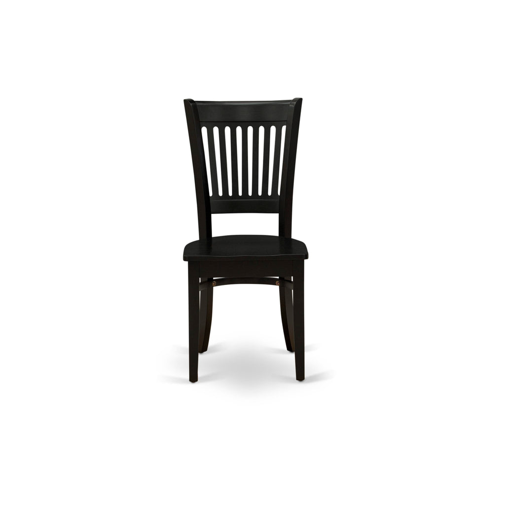East West Furniture VAC-BLK-W Vancouver Dining Room Chairs - Slat Back Wood Seat Chairs