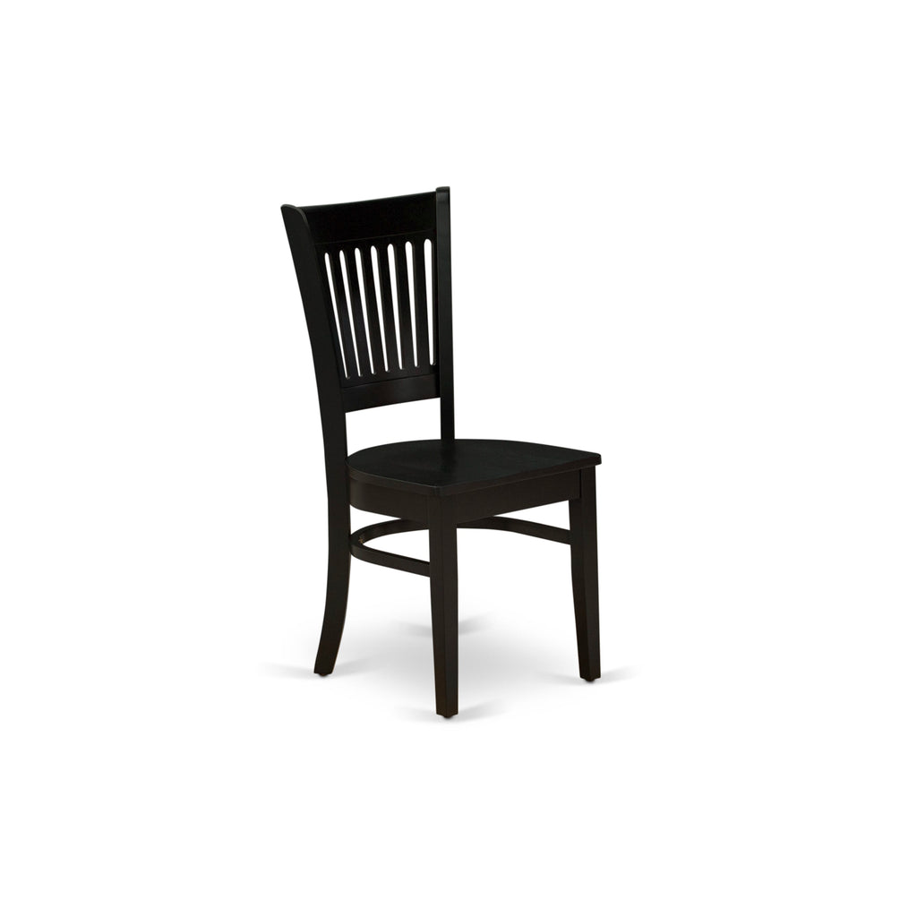 East West Furniture VAC-BLK-W Vancouver Dining Room Chairs - Slat Back Wood Seat Chairs