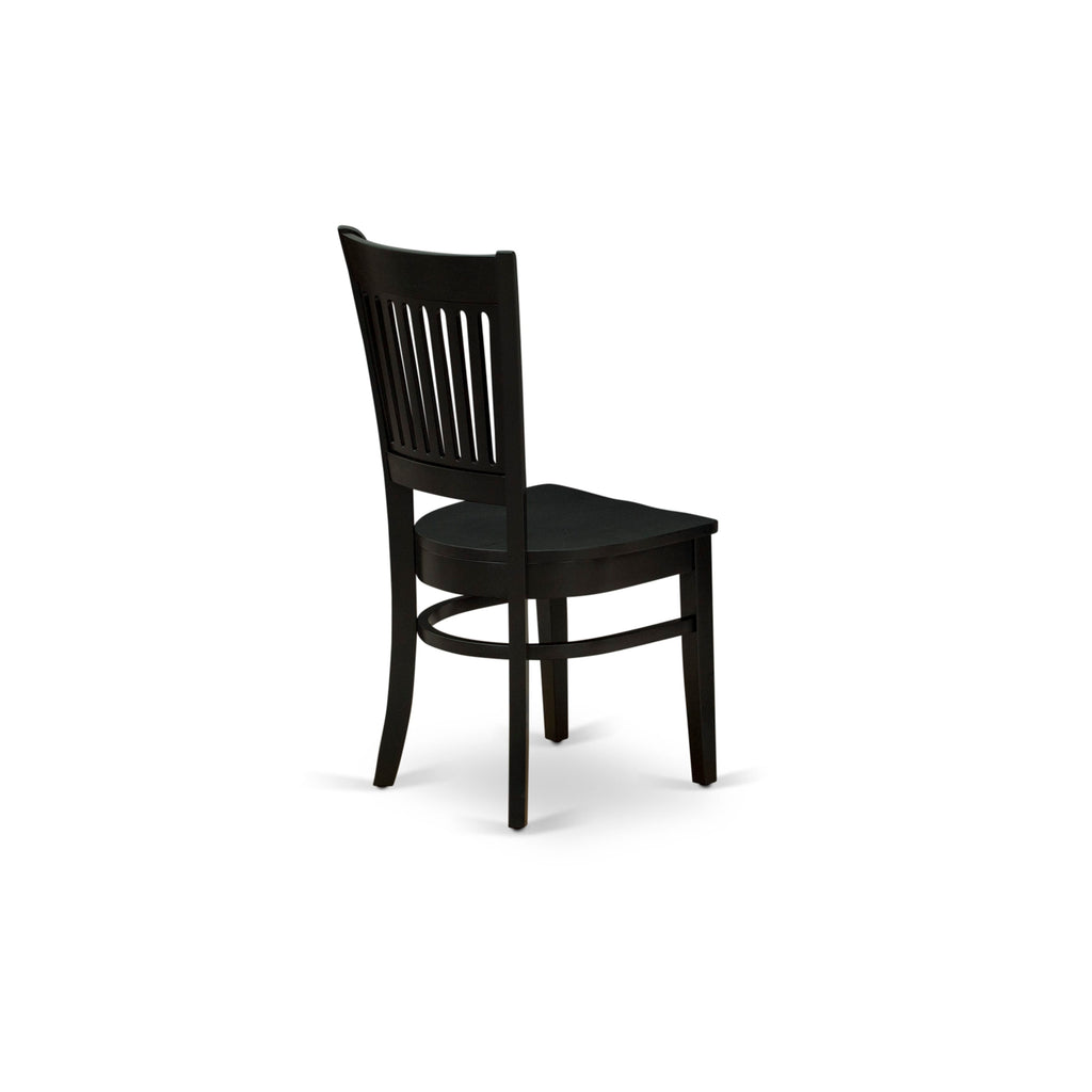 East West Furniture VAC-BLK-W Vancouver Dining Room Chairs - Slat Back Wood Seat Chairs