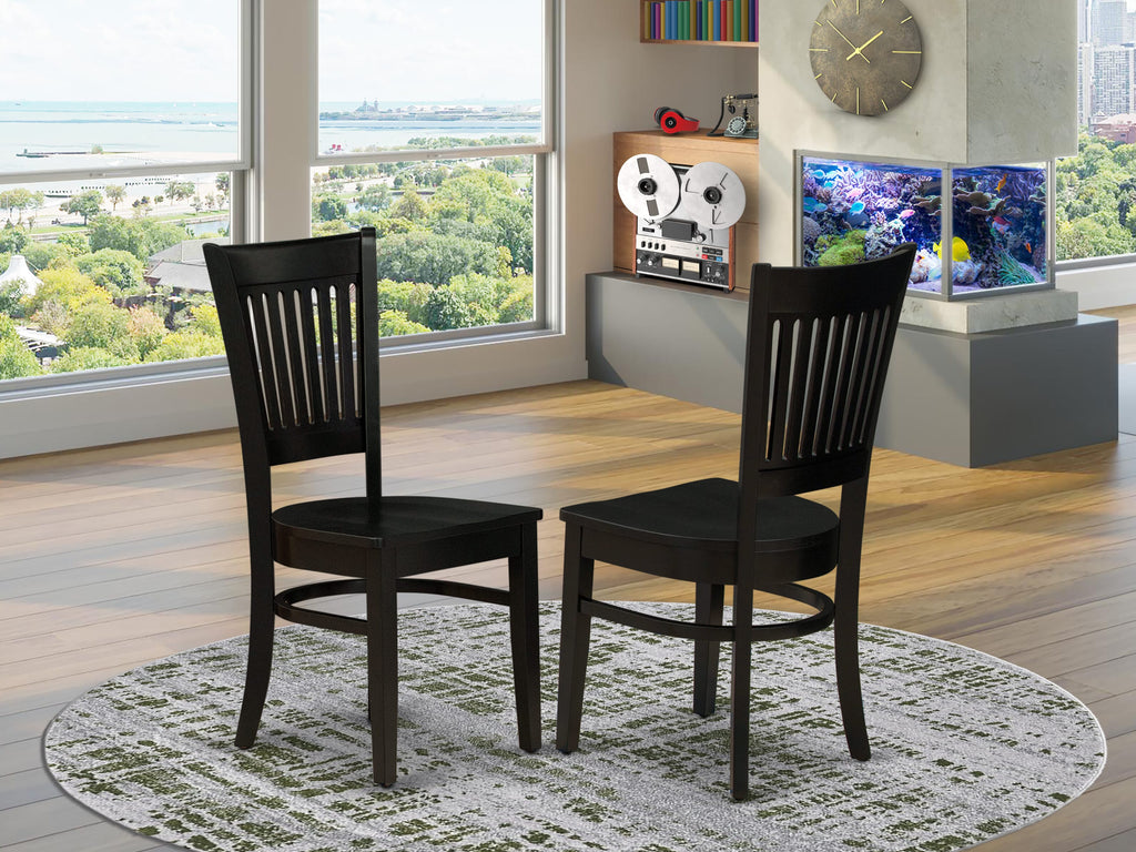 East West Furniture VAC-BLK-W Vancouver Dining Room Chairs - Slat Back Wood Seat Chairs
