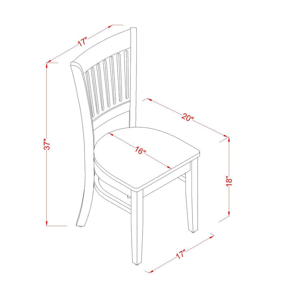 East West Furniture VAC-ESP-W Vancouver Kitchen Dining Chairs - Slat Back Wood Seat Chairs
