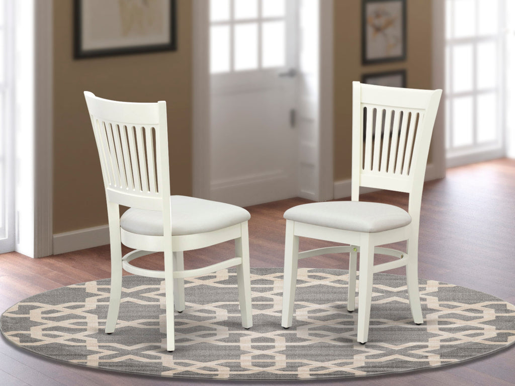 East West Furniture VAC-LWH-C Vancouver Dining Room Chairs - Linen Fabric Upholstered Wooden Chairs