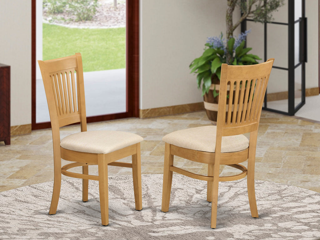 East West Furniture VAC-OAK-C Vancouver Dining Chairs - Linen Fabric Upholstered Wood Chairs
