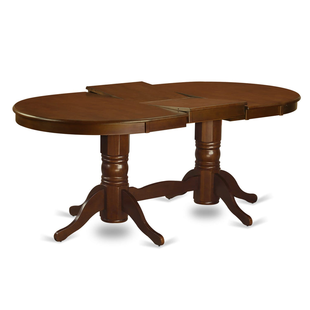 East West Furniture VAT-ESP-TP Vancouver Dining Room Table - an Oval kitchen Table Top with Butterfly Leaf & Double Pedestal Base