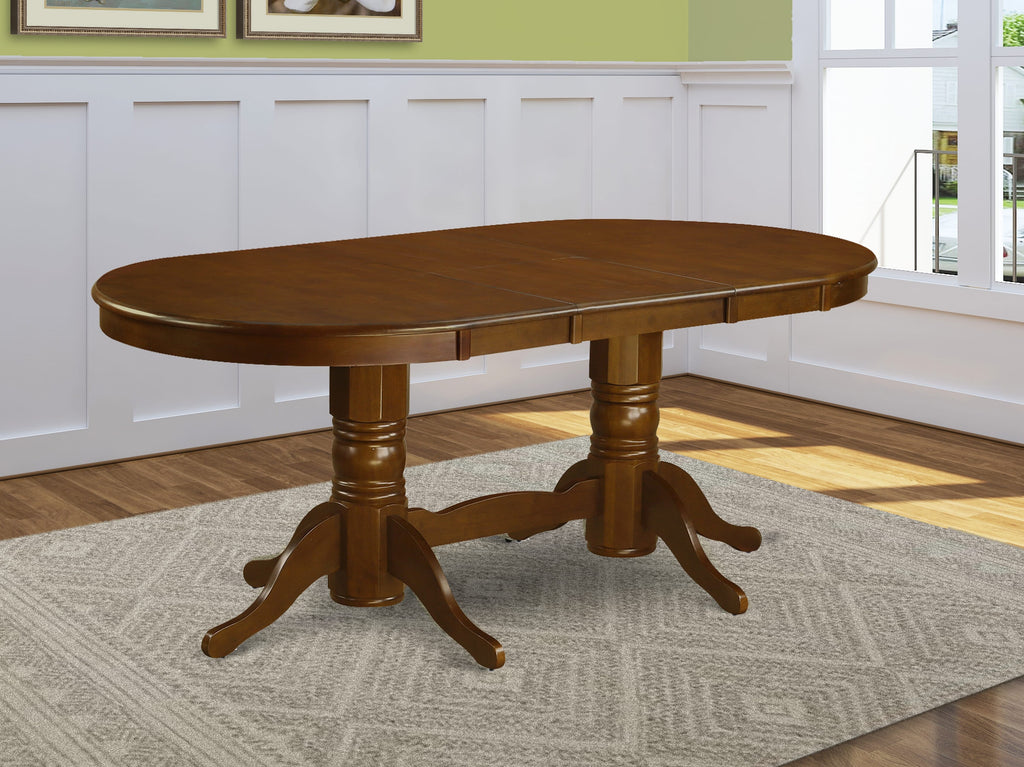 East West Furniture VAT-ESP-TP Vancouver Dining Room Table - an Oval kitchen Table Top with Butterfly Leaf & Double Pedestal Base
