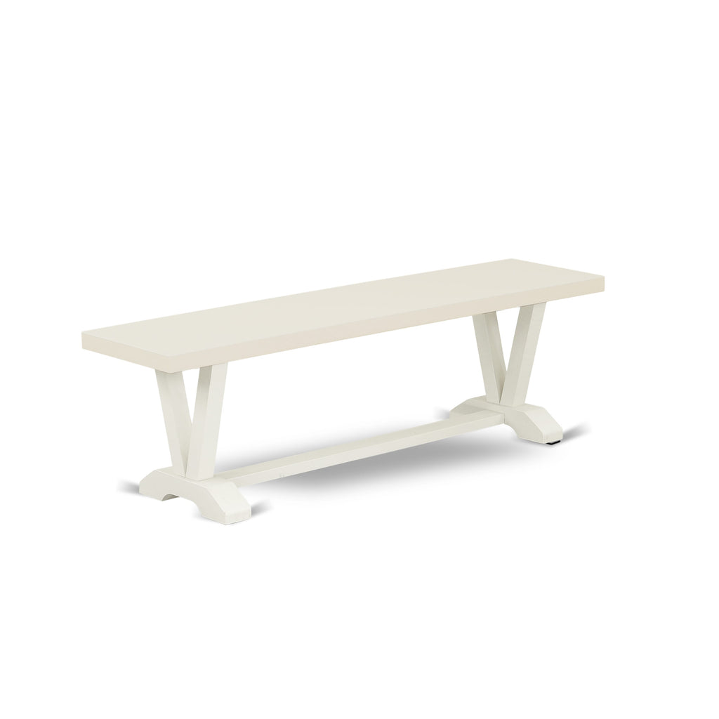 East West Furniture VB026 V-Style Modern Dining Room Bench with Solid Wood Seat