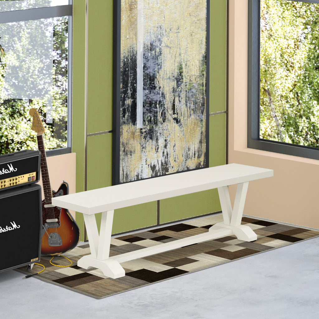 East West Furniture VB026 V-Style Modern Dining Room Bench with Solid Wood Seat