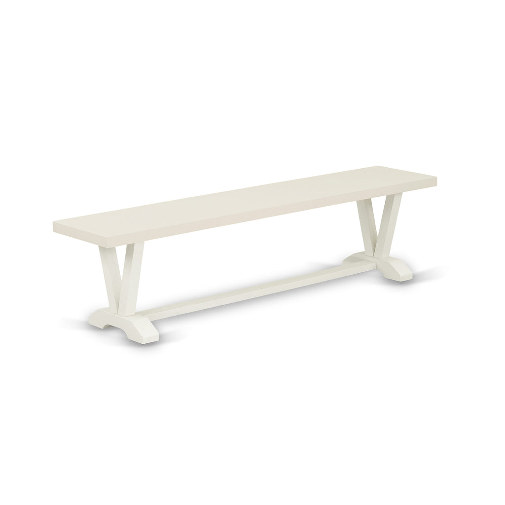 East West Furniture VB027 V-Style Modern Dining Bench with Wood Seat