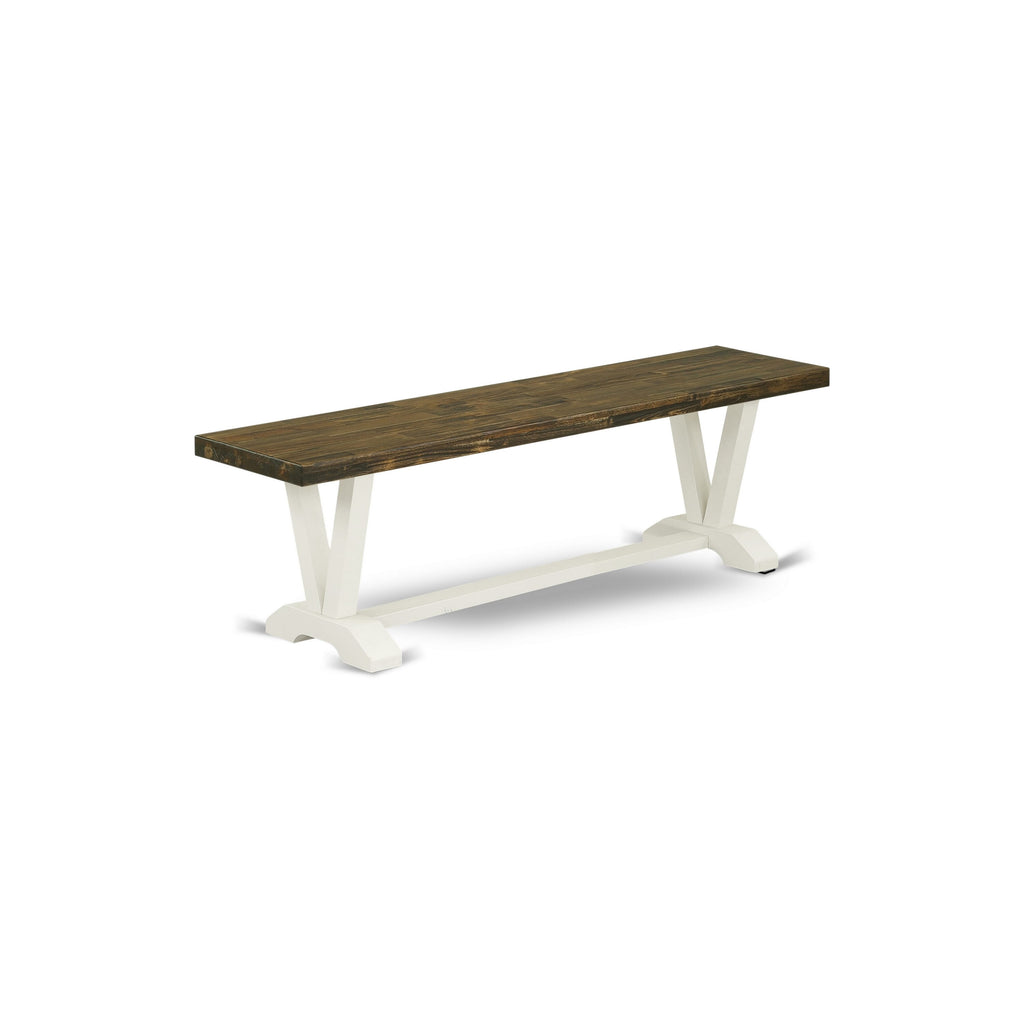 East West Furniture VB076 V-Style Modern Dining Table Bench with Wood Seat