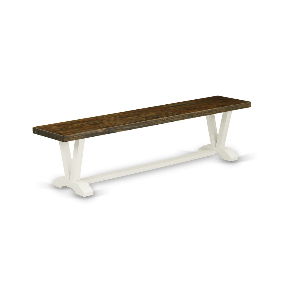 East West Furniture VB077 V-Style Modern Dining Room Bench with Wooden Seat