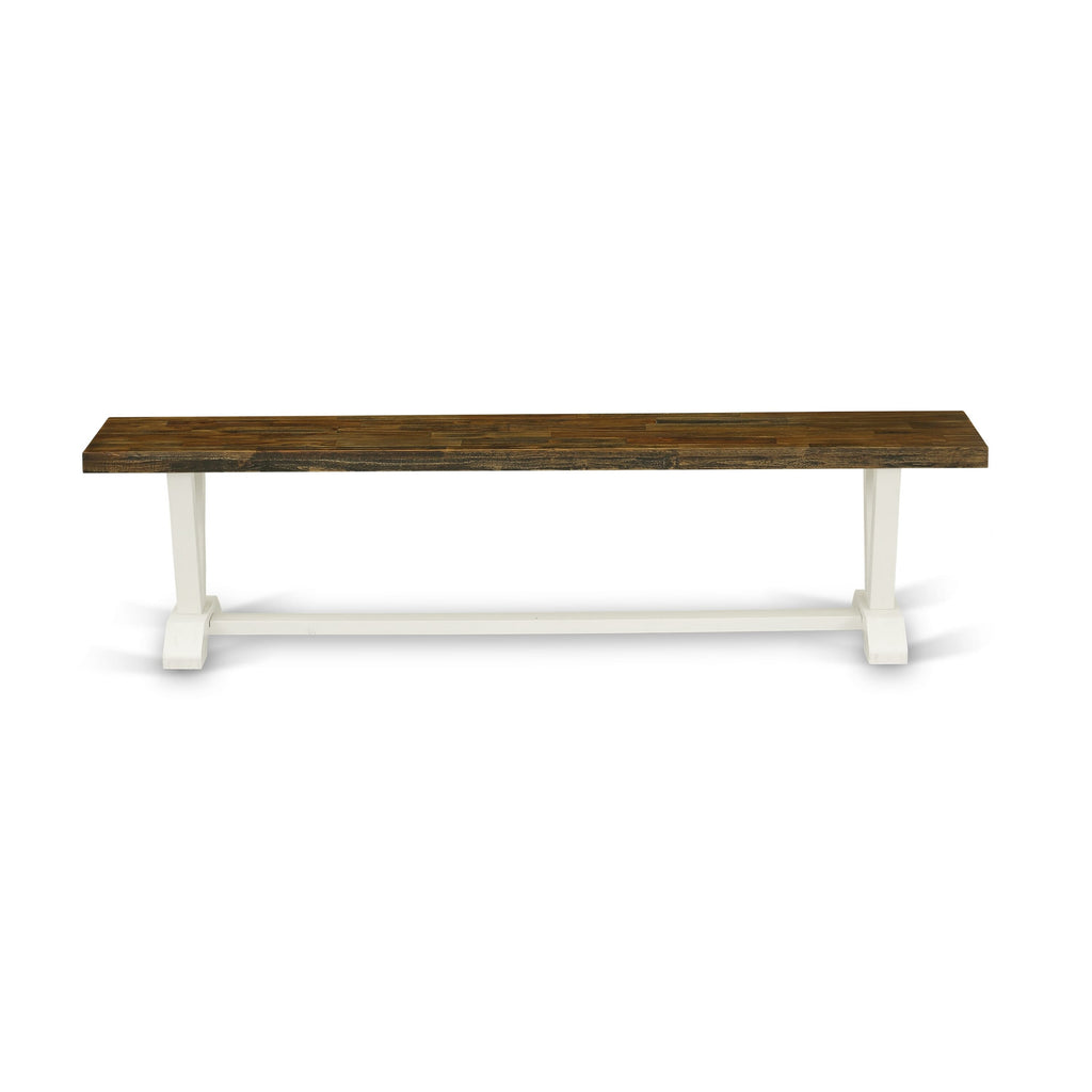 East West Furniture VB077 V-Style Modern Dining Room Bench with Wooden Seat