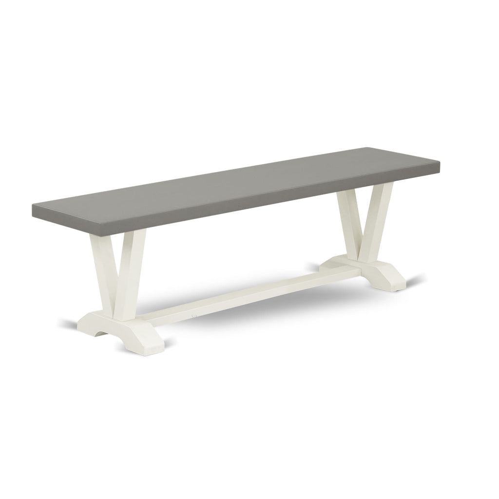 East West Furniture VB096 V-Style Mid Century Modern Dining Bench with Solid Wood Seat