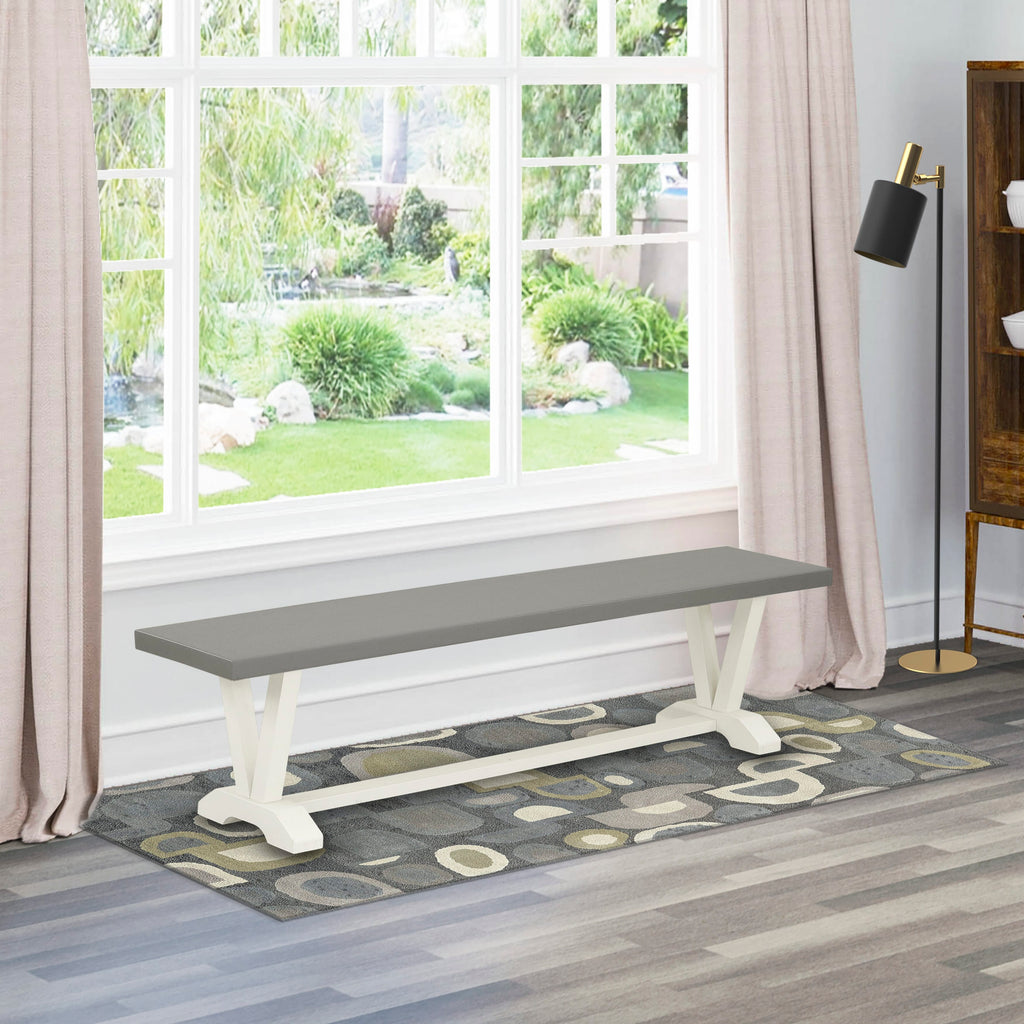 East West Furniture VB096 V-Style Mid Century Modern Dining Bench with Solid Wood Seat