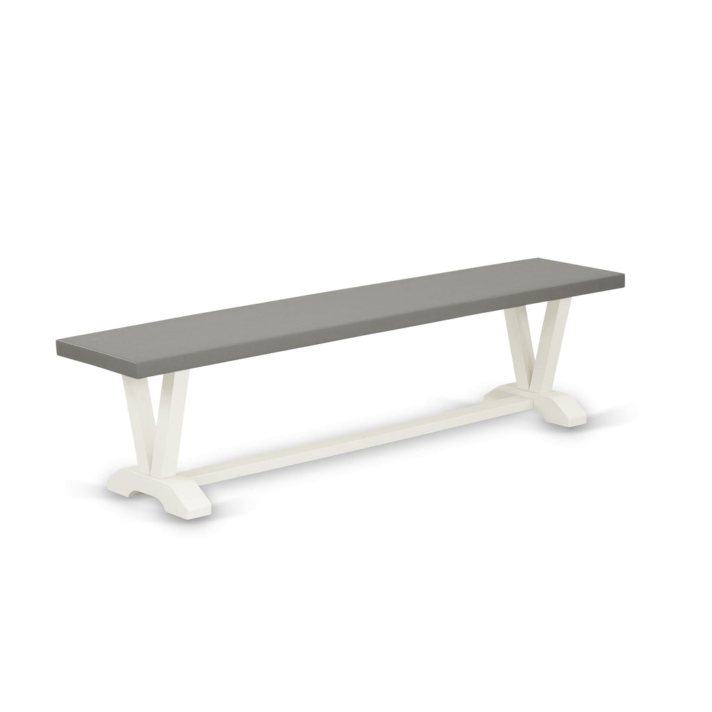 East West Furniture VB097 V-Style Dining Table Bench with Wooden Seat