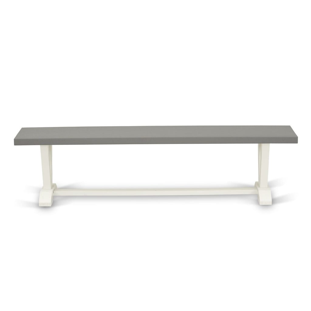East West Furniture VB097 V-Style Dining Table Bench with Wooden Seat
