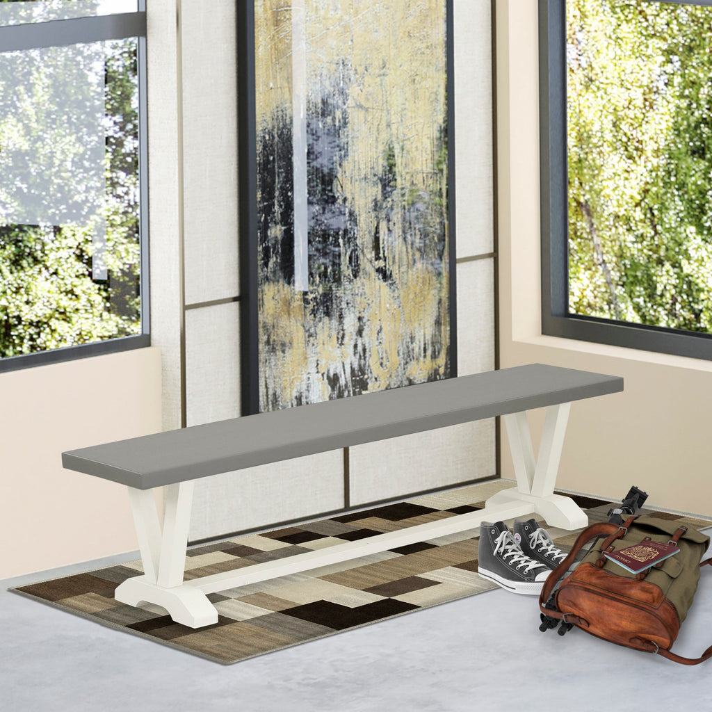 East West Furniture VB097 V-Style Dining Table Bench with Wooden Seat