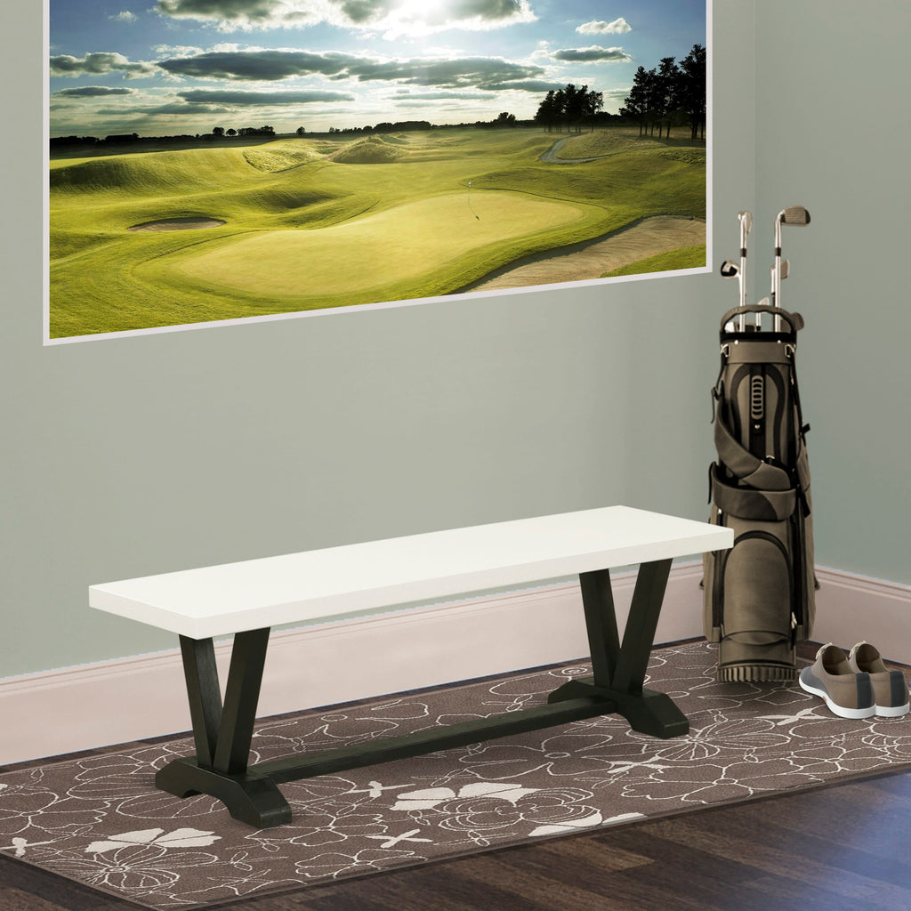 East West Furniture VB626 V-Style Modern Dining Table Bench with Solid Wood Seat