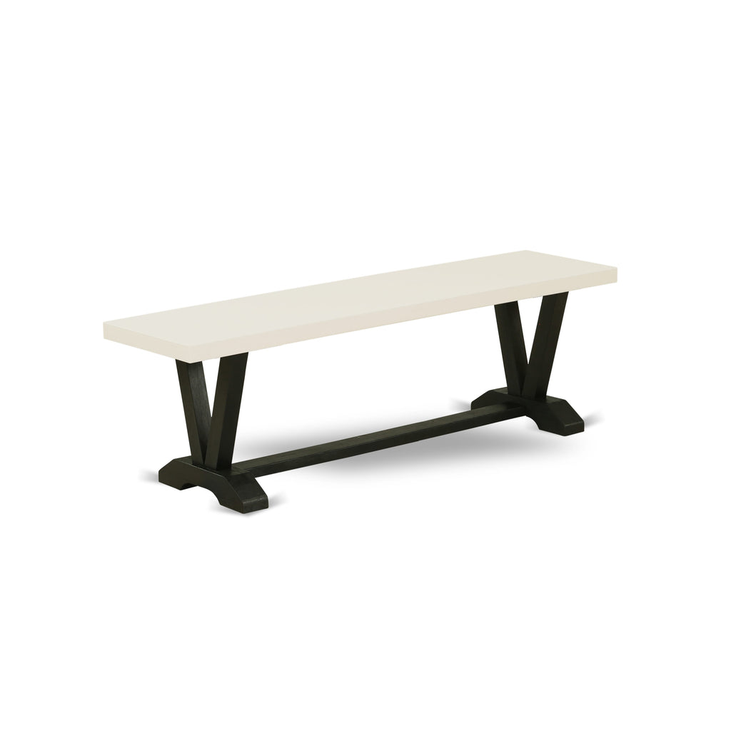 East West Furniture VB626 V-Style Modern Dining Table Bench with Solid Wood Seat