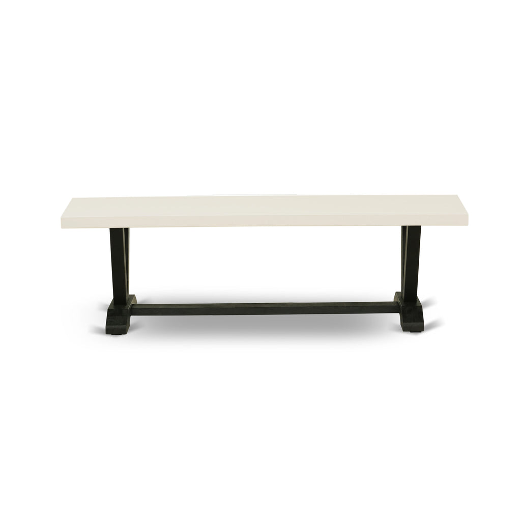 East West Furniture VB626 V-Style Modern Dining Table Bench with Solid Wood Seat