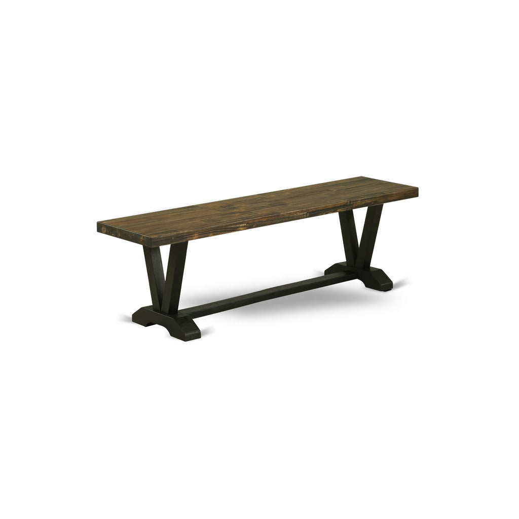 East West Furniture VB676 V-Style Modern Dining Table Bench with Wooden Seat