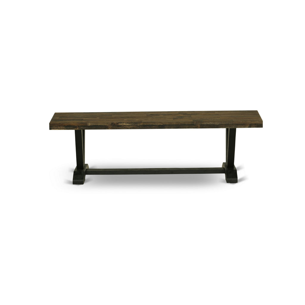 East West Furniture VB676 V-Style Modern Dining Table Bench with Wooden Seat