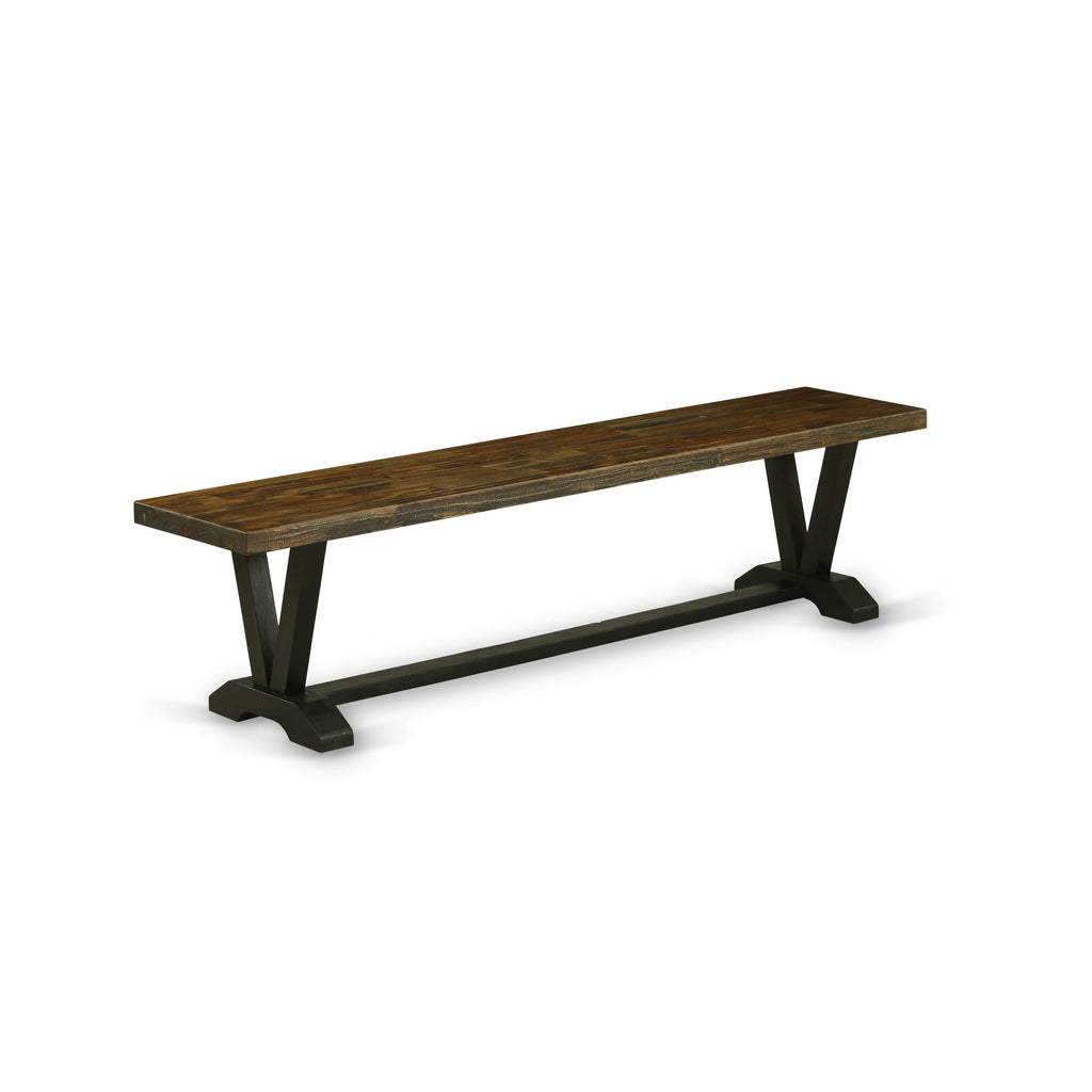 East West Furniture VB677 V-Style Modern Dining Table Bench with Wood Seat
