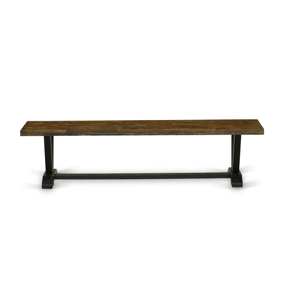 East West Furniture VB677 V-Style Modern Dining Table Bench with Wood Seat