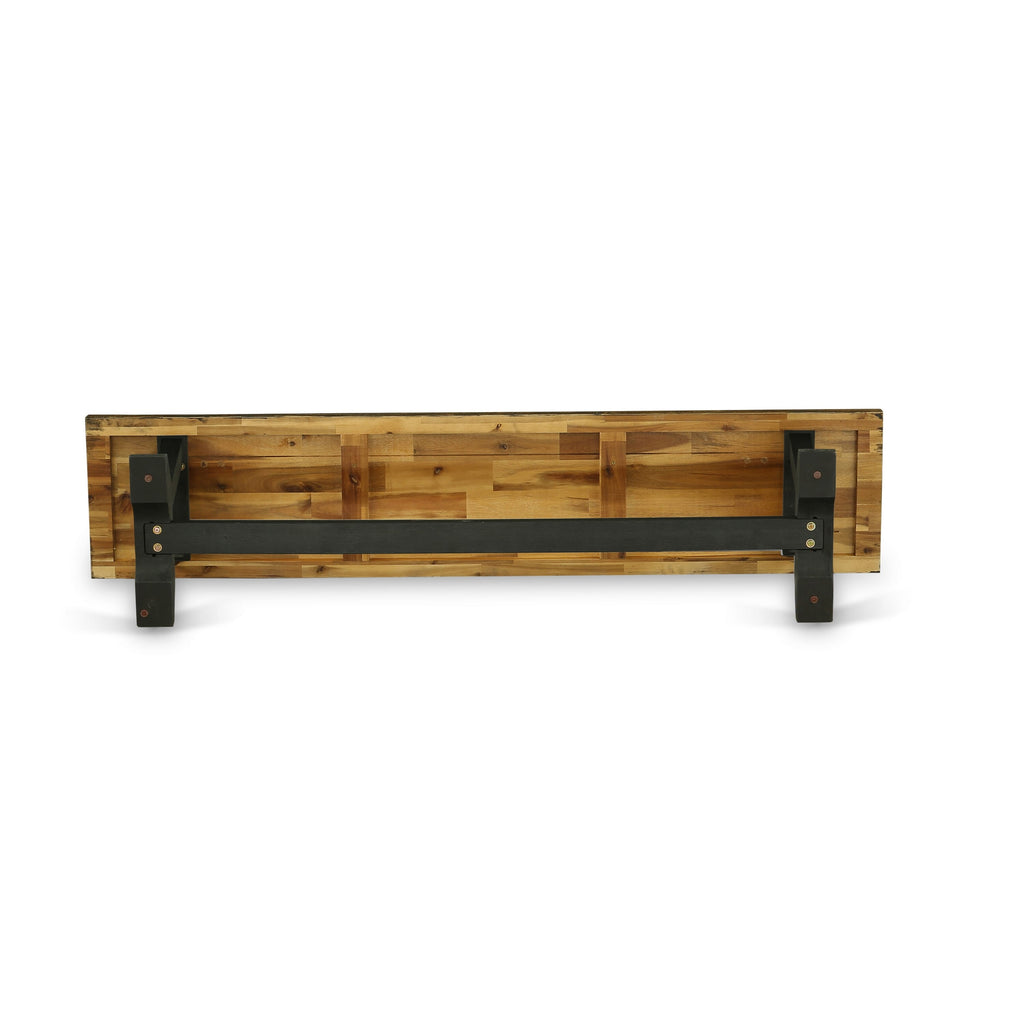 East West Furniture VB677 V-Style Modern Dining Table Bench with Wood Seat