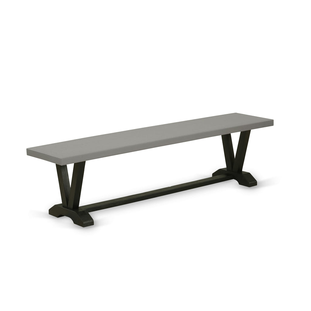 East West Furniture VB697 V-Style Dining Bench with Wood Seat