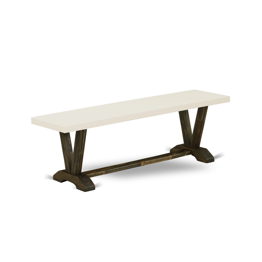 East West Furniture VB726 V-Style Modern Dining Table Bench with Wooden Seat