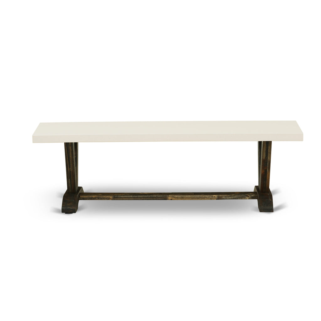 East West Furniture VB726 V-Style Modern Dining Table Bench with Wooden Seat