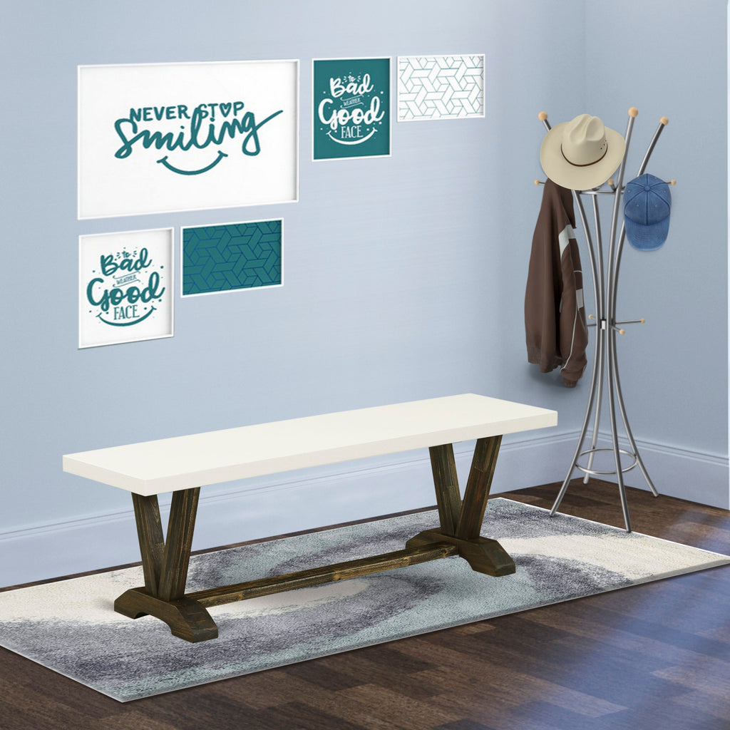East West Furniture VB726 V-Style Modern Dining Table Bench with Wooden Seat