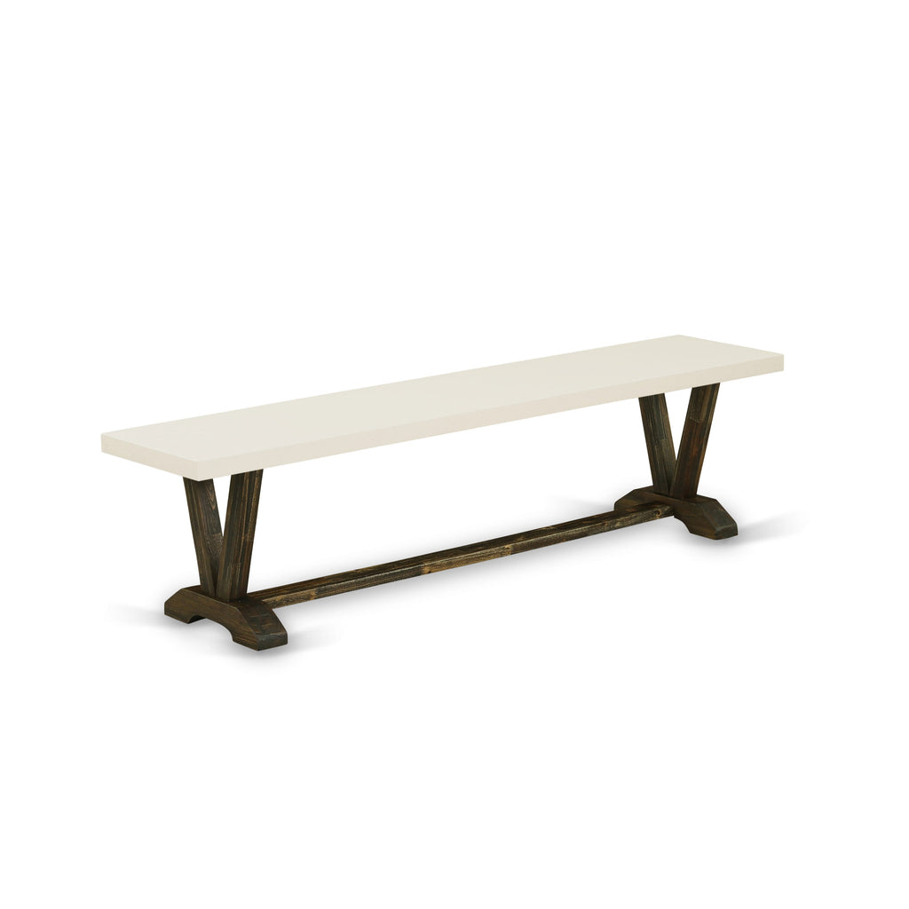 East West Furniture VB727 V-Style Modern Dinette Bench with Wooden Seat