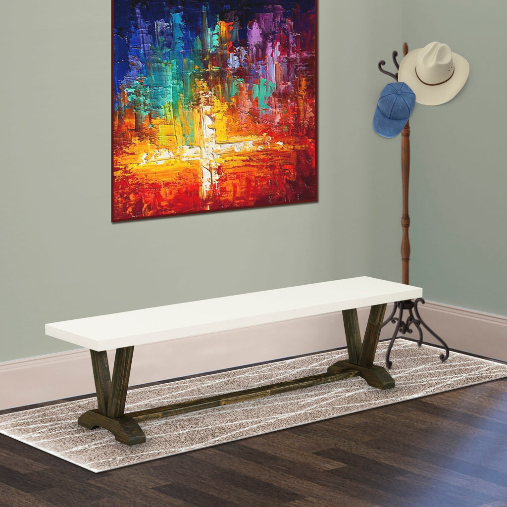 East West Furniture VB727 V-Style Modern Dinette Bench with Wooden Seat
