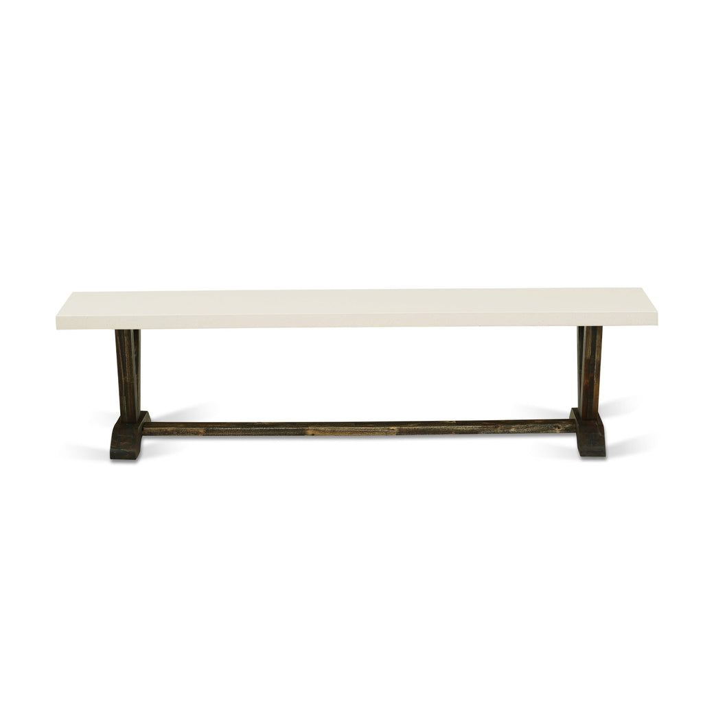 East West Furniture VB727 V-Style Modern Dinette Bench with Wooden Seat