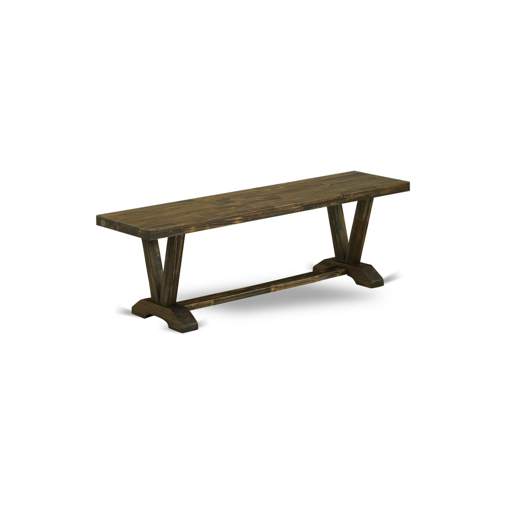 East West Furniture VB776 V-Style Mid Century Modern Dining Bench with Wooden Seat