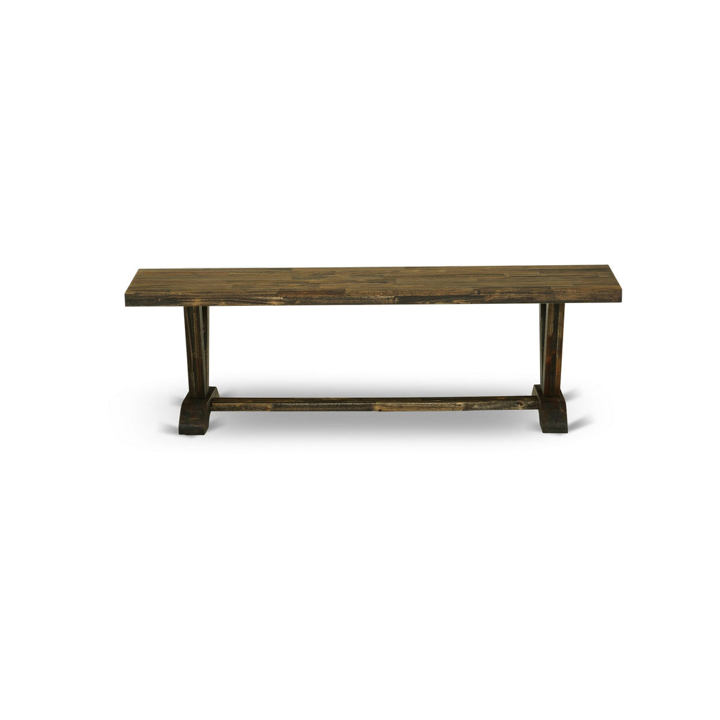 East West Furniture VB776 V-Style Mid Century Modern Dining Bench with Wooden Seat