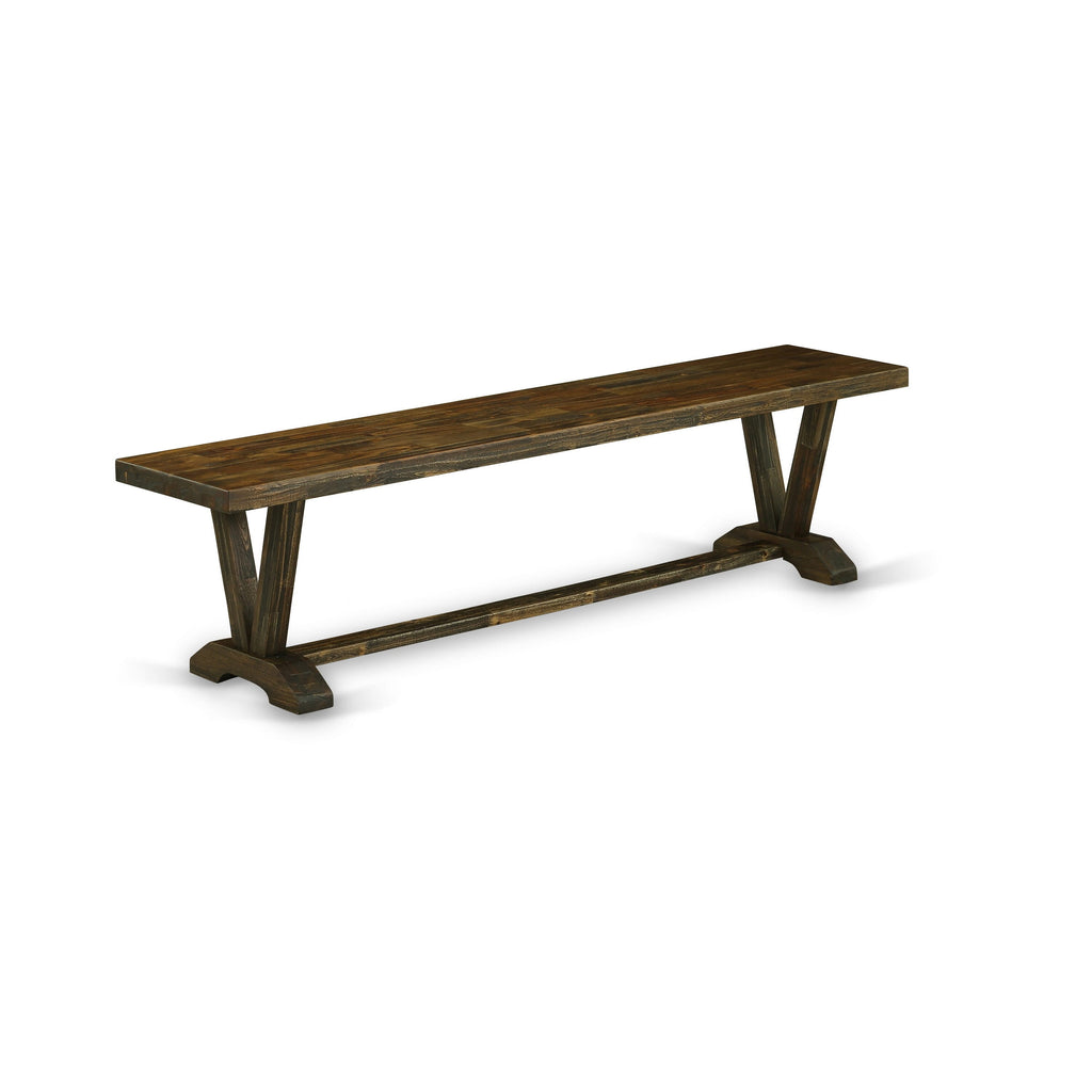 East West Furniture VB777 V-Style Dining Bench with Wooden Seat