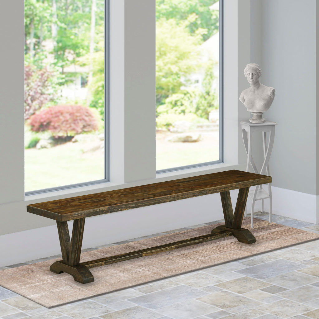 East West Furniture VB777 V-Style Dining Bench with Wooden Seat