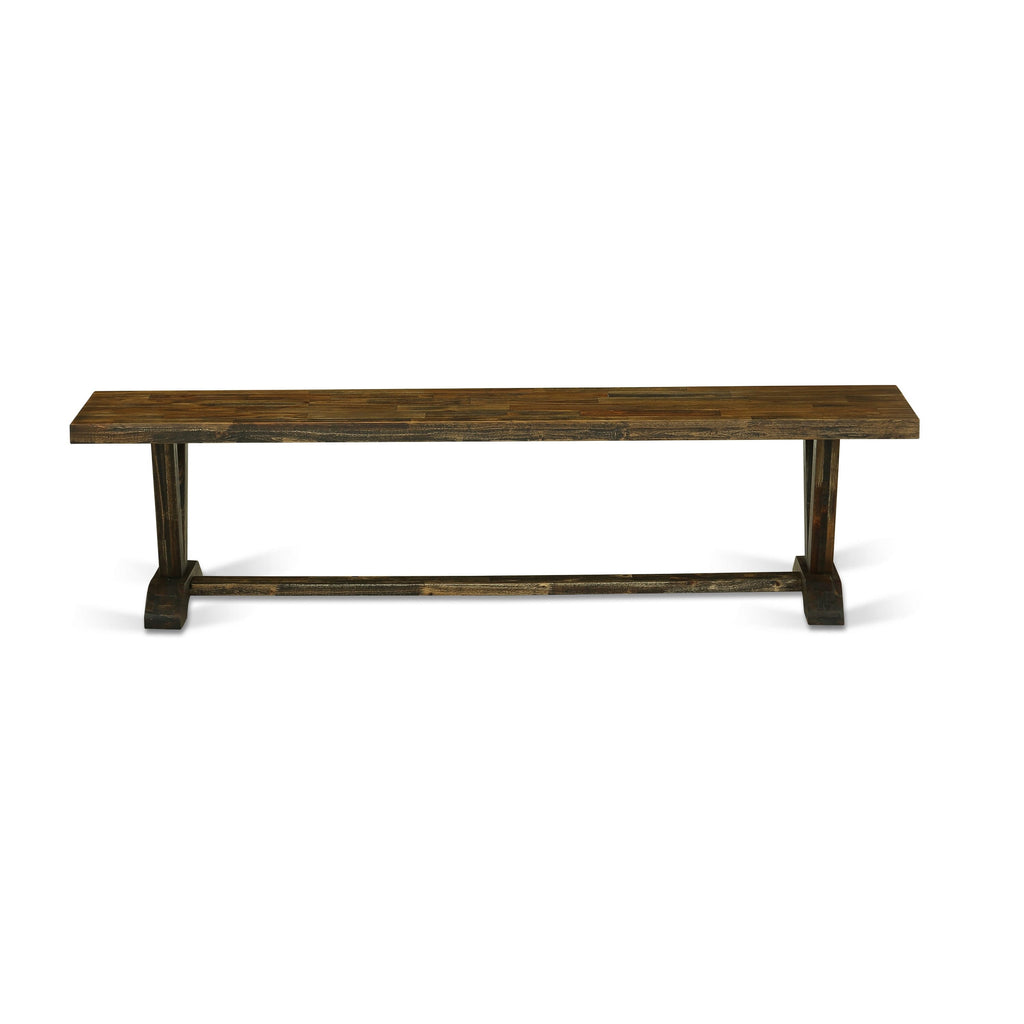 East West Furniture VB777 V-Style Dining Bench with Wooden Seat